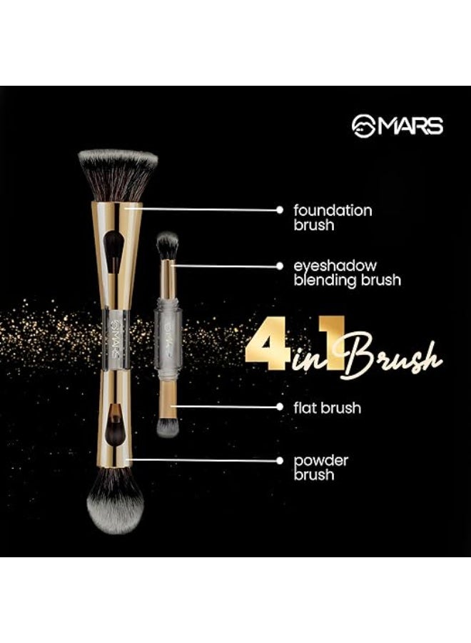 MARS 4 in 1 Travel Brush with Foundation Brush, Powder Brush, Eyeshadow Blending Brush & Flat Brush | Soft Bristles Makeup Brushes Set for Women - Image 4